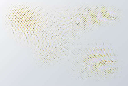 Abstract halftone circular background. Gold, grey, amber and black dot pattern. Bright vintage...