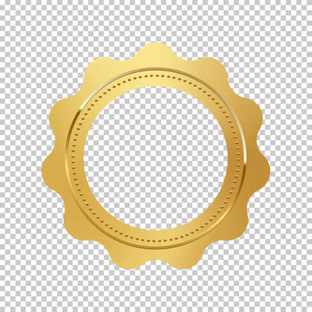 Shiny glowing round golden seal with empty space inside for text. Vector design element.のイラスト素材