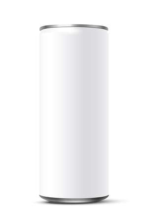 Blank white beer or soda can. 3d aluminium or tan mockup vector illustration.のイラスト素材