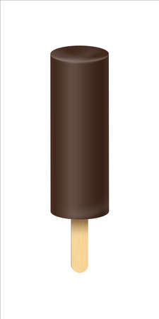 Ice cream Eskimo vector illustration.  covered with chocolate with wooden stick isolated on white backgroundのイラスト素材