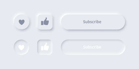 Neumorphic button sliders for brightness, volume or color for mobile menu, navigation. Simple elegant Vector neumorphism trendy designs element UI components isolated on white background.のイラスト素材