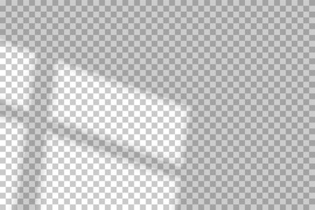 Shadow and light from window on transparent background. Vector realistic overlay effect.のイラスト素材
