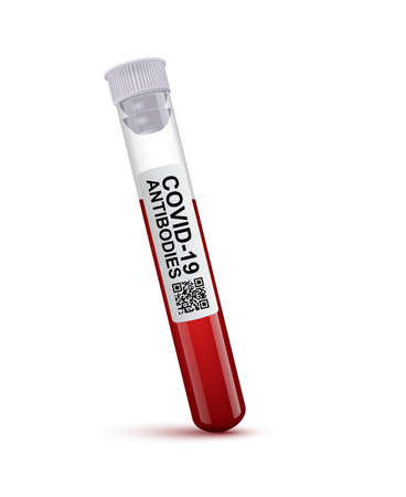 Coronavirus antibody rapid blood test, 3d blood sample in tube for diagnostic coronavirusのイラスト素材