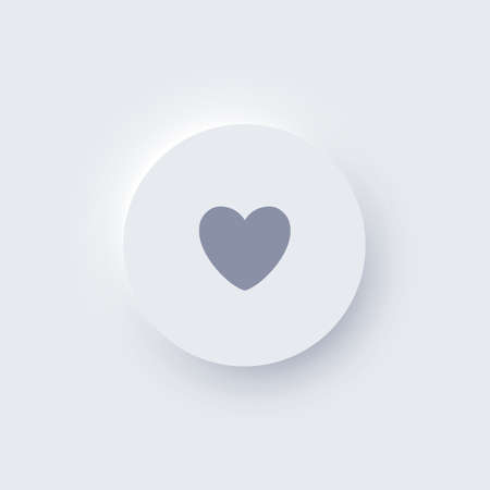 Heart neomorphism icon, 3d neomorphic sign of round shape for UI UX interface design