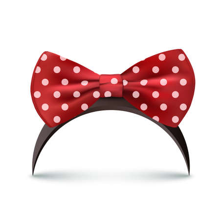 Hair band fashion accessory for baby girl, 3d realistic black headband with ribbon bowのイラスト素材