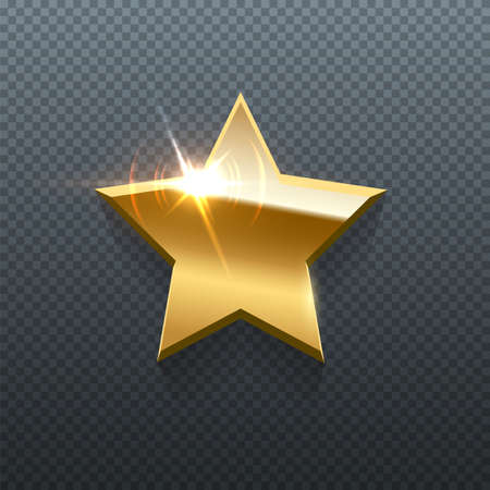 Five pointed star with golden frame and bright glitter light effect, award with sparkleのイラスト素材