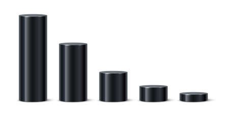 Black 3d cylinder, realistic pedestal podiums of circle shape stand with perspective
