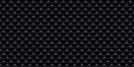Luxury leather rhombus seamless pattern, 3d realistic black buttoned upholstery textureのイラスト素材