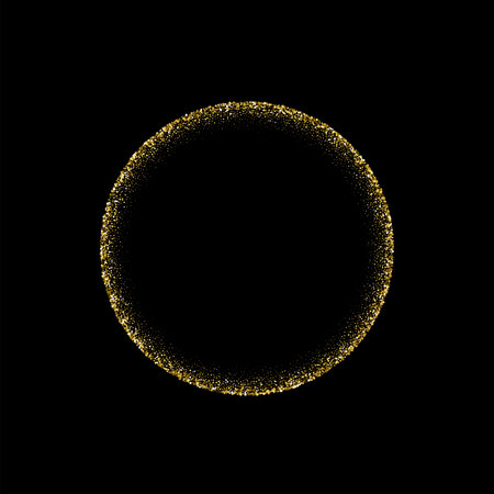 Gold glitter circle frame with shiny confetti on border, 3d realistic elegant glowing sandのイラスト素材