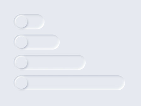 Neomorphism UI, slide bar set, neumorphic soft white slidebars with shadow for mobile appのイラスト素材