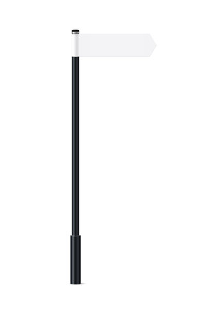 Bollard with empty signs, billboards pointing direction forward, 3d black pillarのイラスト素材