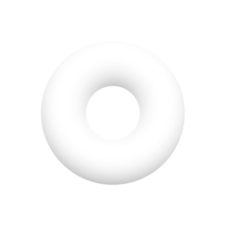 3D white torus, volume ring, blank concentric button with shadow for UI applicationのイラスト素材