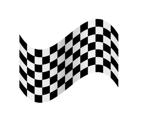 Checkered race flag, 3D waving tape to finish or start auto rally for cars or kartsのイラスト素材