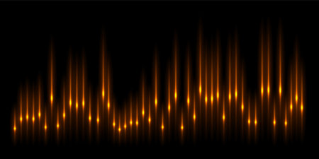 Sound wave pulse with frequency lines and glow light effect, spectrum waveform patternのイラスト素材