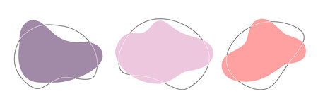 Color liquid irregular amoeba blob shapes vector collection isolated on white background. Pastel colors fluid bobble blotch forms set, deform drops graphic elementsのイラスト素材