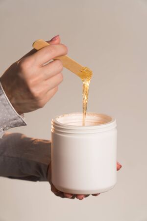 master stretches paste for shugaring close-up vertical frameの写真素材