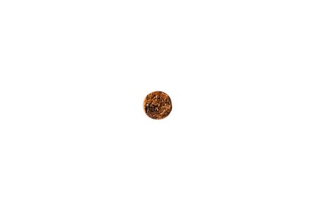 Cigar view from behind without ashes. Copy space on a beautiful white isolated background
