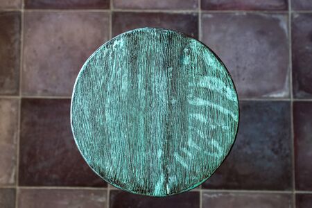 Empty round wooden vintage table