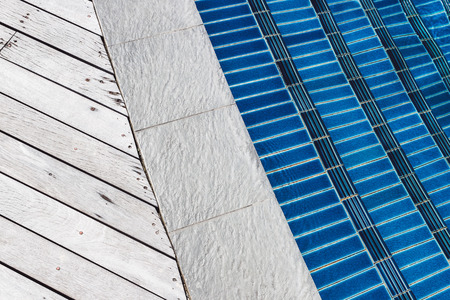 Texture of wooden floor and edge of poolの写真素材