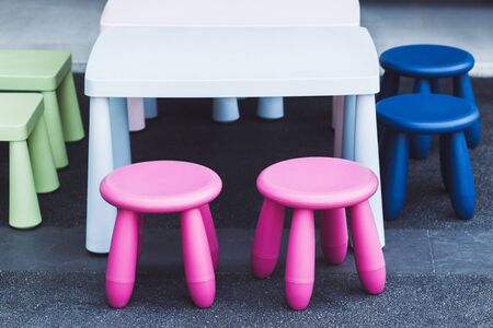 Set of multicolor children's furnitureの写真素材