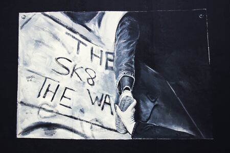 BERLIN, GERMANY - APRIL 05, 2016: Different graffiti on the Berlin Wallのeditorial素材