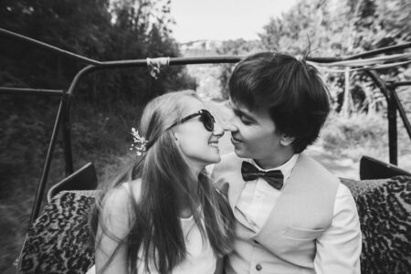 ?ouple having fun in cabrioletの写真素材