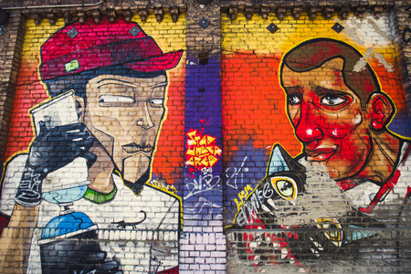 BERLIN, GERMANY - APRIL 06, 2016: Street art in Berlinのeditorial素材