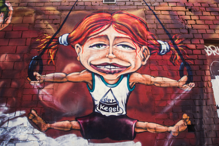 BERLIN, GERMANY - APRIL 06, 2016: Street art in Berlinのeditorial素材