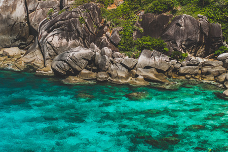 Sea bay with clear emerald water. Paradise  holidays on islands, snorkelling and divingの写真素材