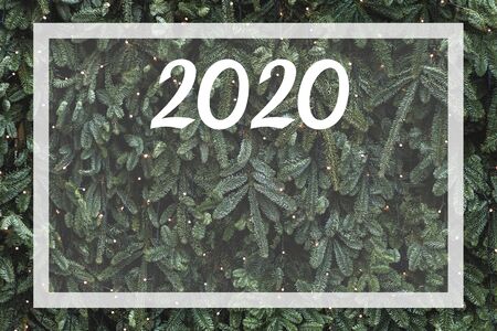 Christmas pine tree background. Empty place for plan of 2020 year and future goals. Space for sign...