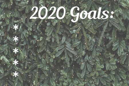 Christmas pine tree background. Empty place for plan of 2020 year and future goals. Space for sign...