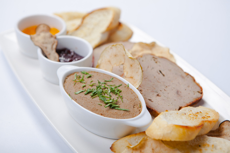 Pate and Liver. Assorted pate on the white plate.の写真素材