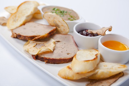 Pate and Liver. Assorted pate on the white plate.の写真素材