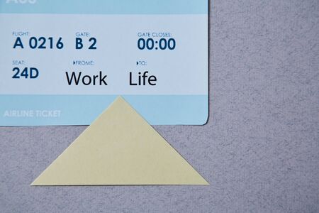 Work life balance choice concept. boarding pass and sticker.の写真素材