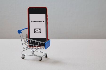 E-commerce and e-mail marketing. E-business, online marketing and network conceptの写真素材