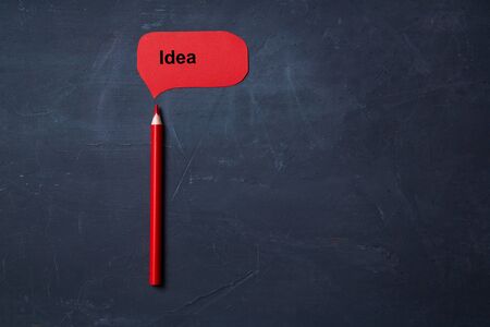 Business idea, individuality and creativity. Success and motivation. A red pencil with a cloud and...