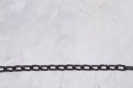 Blockchain and Connected links for fastening or securing objects. Black metal chain isolated on...