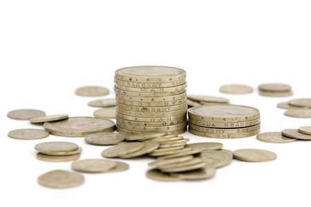 Coins on white background