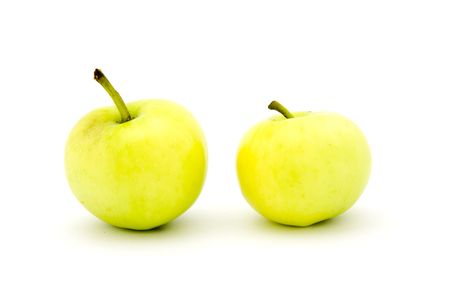 Ripe apple on a white backgroundの写真素材