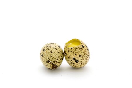 Quail eggs on white backgroundの写真素材