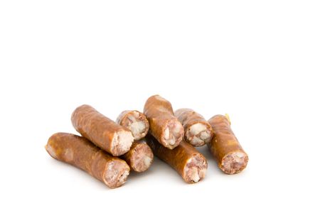 Sausage on a white backgroundの写真素材