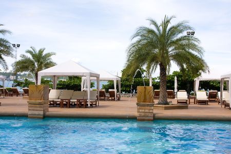 Swimming pool.Pattaya city in Thailand.の写真素材