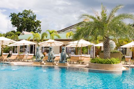 Swimming pool.Pattaya city in Thailand.の写真素材