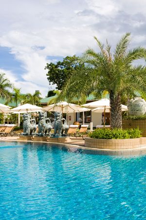 Swimming pool.Pattaya city in Thailand.の写真素材