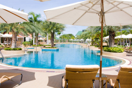 Swimming pool.Pattaya city in Thailand.のeditorial素材