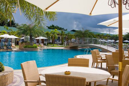 Swimming pool.Pattaya city in Thailand.の写真素材