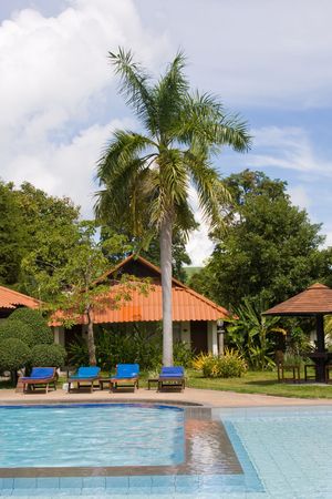 Swimming pool.Pattaya city in Thailand.の写真素材