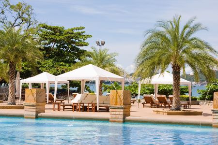 Swimming pool.Pattaya city in Thailand.の写真素材