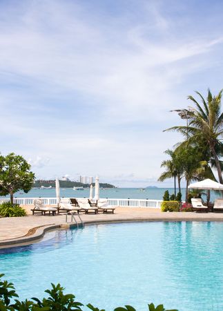 Swimming pool.Pattaya city in Thailand.の写真素材
