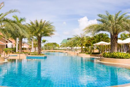 Swimming pool.Pattaya city in Thailand.の写真素材